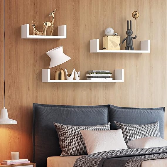 Wooden Wall Mounted Shelves (U-Shaped 3pcs)